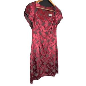 CDC Caren Desiree Company Dress‎ Red Velour Floral Pattern oriental whimsigoth